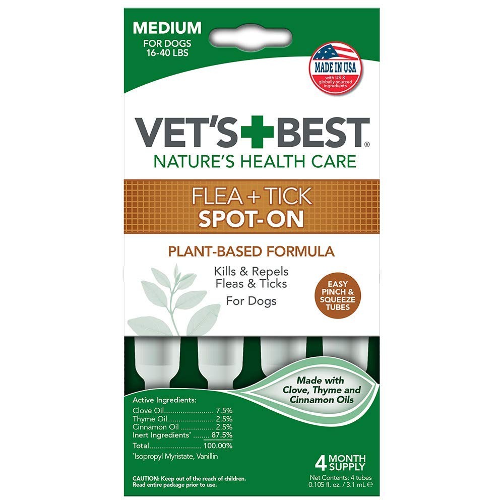Vet Best Flea and Tick Spot-on Drops for Dogs 16 -40lbs.